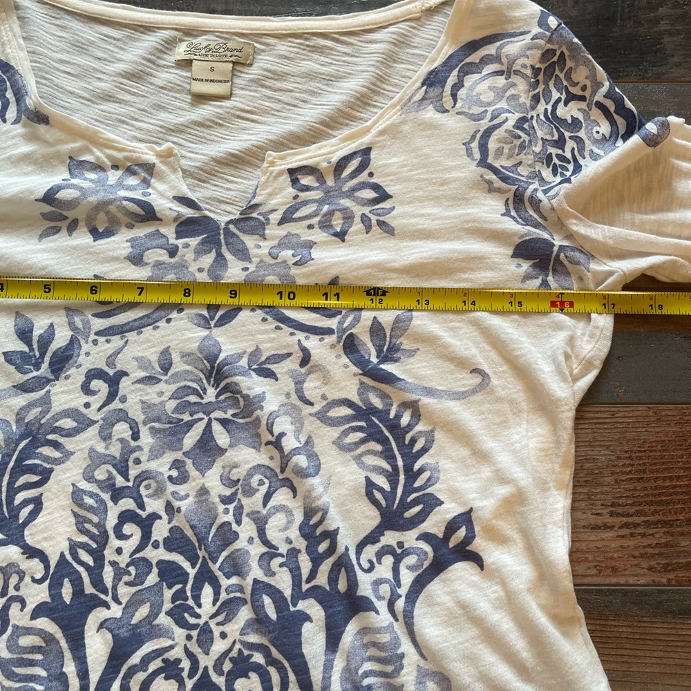 Lucky Brand Cream and Distressed Blue Patterned - Picture 3 of 5